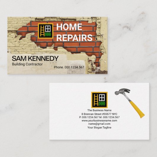 Oud bakwerk Masonry Works-constructie Visitekaartje (Voorkant / Achterkant)