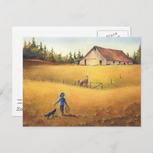 OUD BARN, APPALOSA BOY & DOG by SHARON SHARPE Briefkaart (Voorkant / Achterkant)