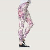 Oud Barok Bloempatroon – (Paars) Leggings (Rechts)