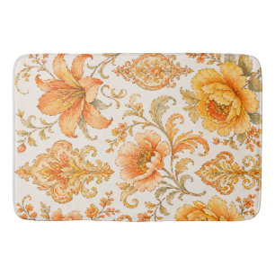 Oud-Barok Bloempatroon – Warm Oranje/Goud Badmat