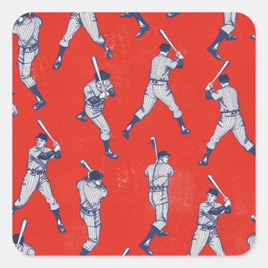 Oud baseballpatroon vierkante sticker (Voorkant)