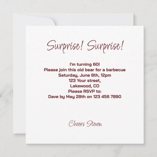 Oud beer verjaardagsuitnodiging, Grizzly beren fee Kaart (Achterkant)