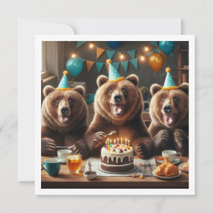 Oud beer verjaardagsuitnodiging, Grizzly beren fee Kaart