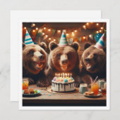 Oud beer verjaardagsuitnodiging, Grizzly beren fee Kaart (Voorkant / Achterkant)