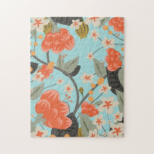 Oud Behang Roos en Bloemen Legpuzzel (Verticaal)