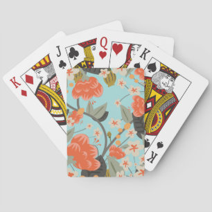 Oud Behang Roos en Bloemen Pokerkaarten