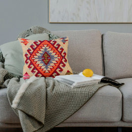 Oud Beige Goud Roest Oranje Turkse Kilim Vloerklee Kussen