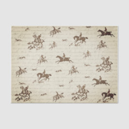 Oud Beige Paarden Jachthonden Vos Jagen Script Tissuepapier