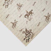 Oud Beige Paarden Jachthonden Vos Jagen Script Tissuepapier (Detail)
