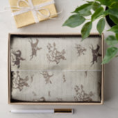 Oud Beige Paarden Jachthonden Vos Jagen Script Tissuepapier (Geschenk)