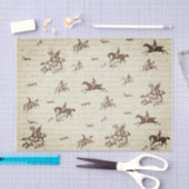 Oud Beige Paarden Jachthonden Vos Jagen Script Tissuepapier (Craft)