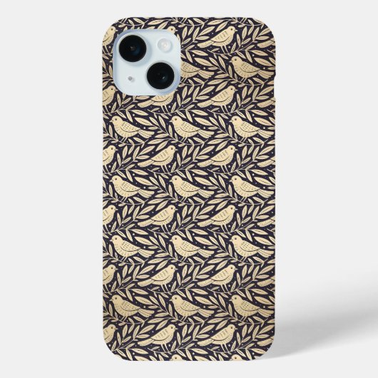 Oud beige vogelmotief op donkere achtergrond Case-Mate iPhone case (Achterkant)