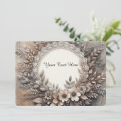 Oud bewerkt bloemmotief met warme aardetinten kaart (Staand voorkant)