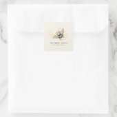 Oud bijenlogo rustieke honingbij imker vierkante sticker (Tas)
