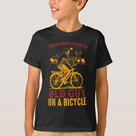 Oud Biker Design | Fiets | Nooit onderschatten T-shirt (Voorkant)