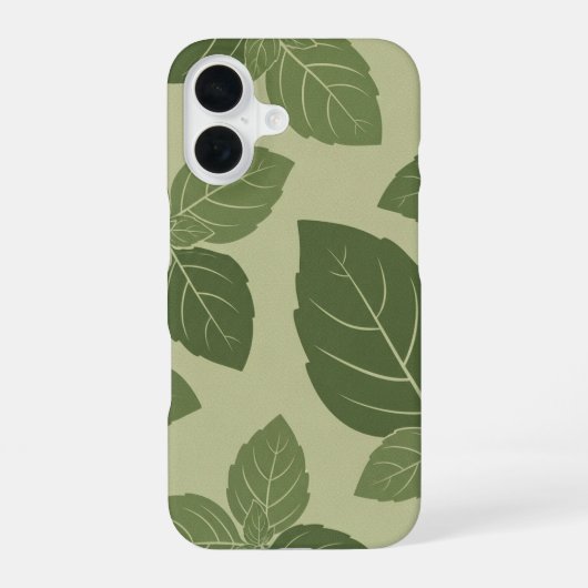 Oud bladpatroon van basilicum iPhone 16 hoesje (Achterkant)