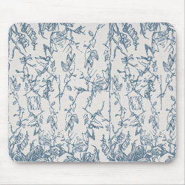 Oud Blau Bloemmotief Muismat
