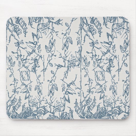 Oud Blau Bloemmotief Muismat (Voorkant)