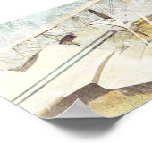 Oud blauw Antiek vliegtuig Poster (Hoek)