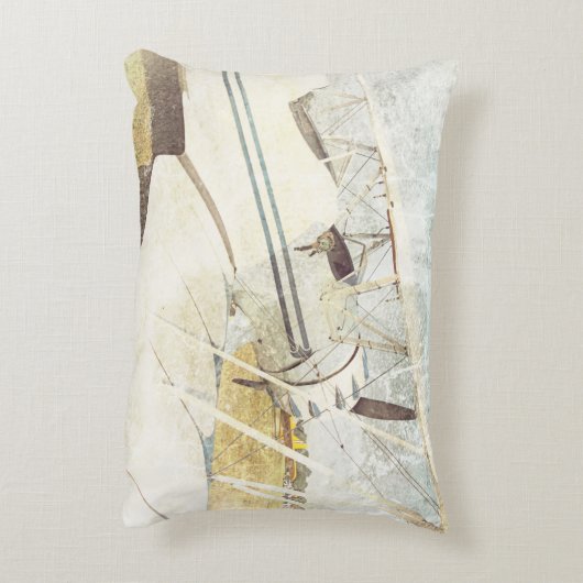 Oud Blauw Antiek Vliegtuigrechthoek Accentkussen Accent Kussen (Achterkant (Verticaal))