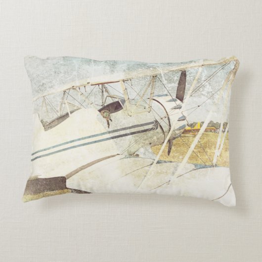 Oud Blauw Antiek Vliegtuigrechthoek Accentkussen Accent Kussen (Achterkant)