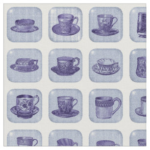 Oud  Blauw-China Teacup Patroon Stof