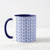 Oud Blauw en Wit Bloemmotief Mok (Links)