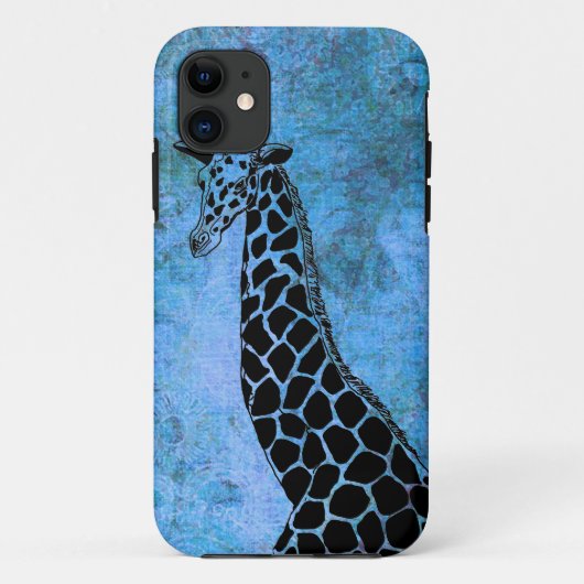 Oud Blauw Giraffe II - iPhone 5/5S Hoesje (Achterkant)