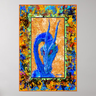 Oud blauw poster