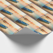 Oud Blauw Rowboat voor Verjaardag Cadeaupapier (Hoek)