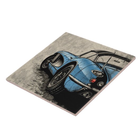 Oud Blauw  Sport Auto zijkant uitzicht Tegeltje (Zijkant)