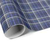 Oud Blauw Wit Geruit Kerst Inpakpapier (Rol Hoek)