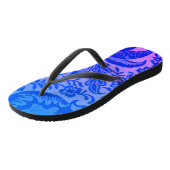 Oud Blauwe Bloem Botanische Patroon Teenslippers (Schuin)