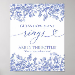 Oud Blauwe Bloem Guess Hoeveel Ringen Spel Bord Poster