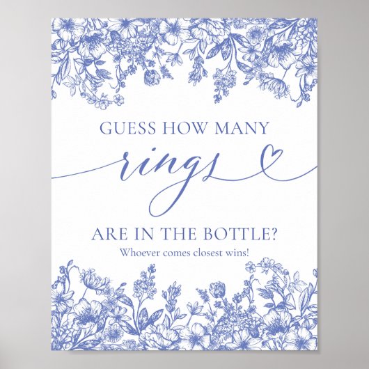Oud Blauwe Bloem Guess Hoeveel Ringen Spel Bord Poster (Voorkant)