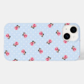 Oud Blauwe Bloemen en Stippen Case-Mate iPhone Case (Achterkant (horizontaal))