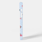 Oud Blauwe Bloemen en Stippen Case-Mate iPhone Case (Achterkant / Links)