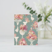 Oud Blauwe Boeket Briefkaart (Staand voorkant)