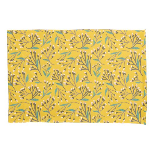 Oud-blauwe botanische patroon kussen kussensloop (Voorkant-Links)