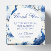 Oud Blauwe Franse Chinoiserie Waterverf Pauw Bedankdoosjes (Bovenkant)