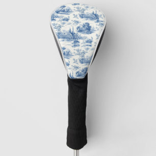 Oud blauwe Franse toile de Jouy bloempatroon Golfheadcover
