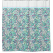 Oud blauwe paisley douchegordijn (Voorkant)