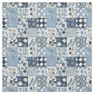 Oud Blauwe Patchwork Dekbed Cottagecore Boerderijs Stof
