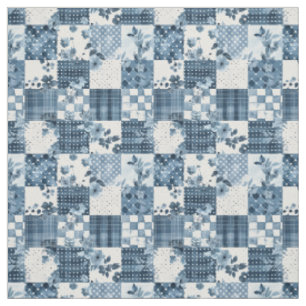 Oud Blauwe Patchwork Dekbed Cottagecore Boerderijs Stof