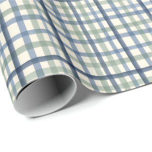 Oud Blauwe Rutpatroon Stof Blauwe Salie Groen Cadeaupapier