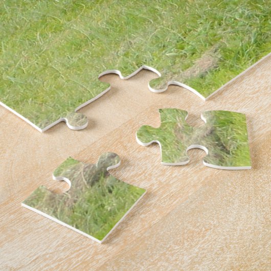 Oud-blauwe tractor met grasmaaier, Australië Legpuzzel (Zijkant)