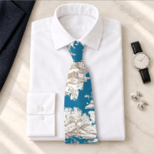 Oud blauwe turquoise toile de jouy monogram