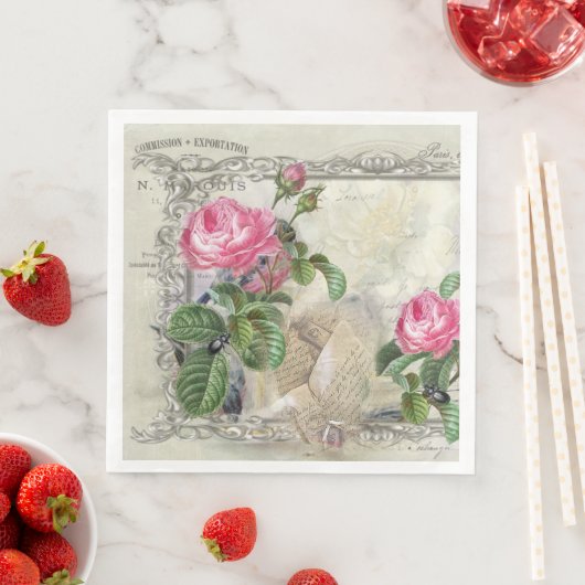 oud bloemenpapier met fashioned servet (Insitu)