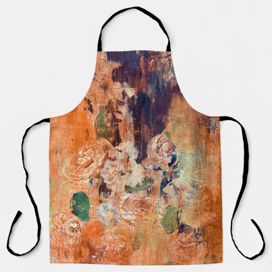 Oud bloemetjesbehang, grunge vignet. schort (Voorkant)