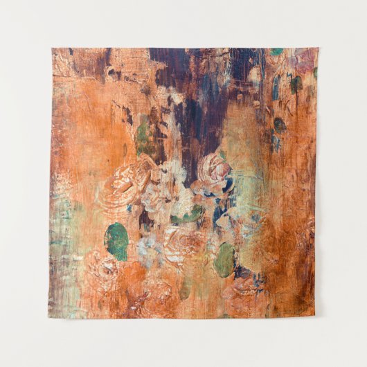 Oud bloemetjesbehang, grunge vignet. wandkleed (Voorkant)